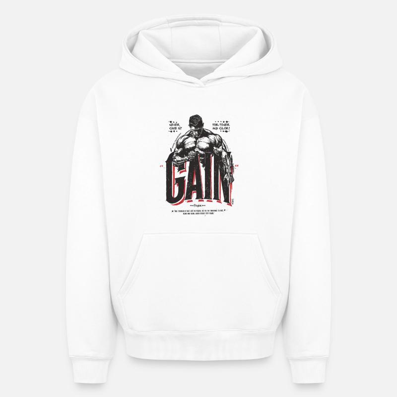 Gagner - Sweat à capuche unisexe oversize épais SPREAD - blanc
