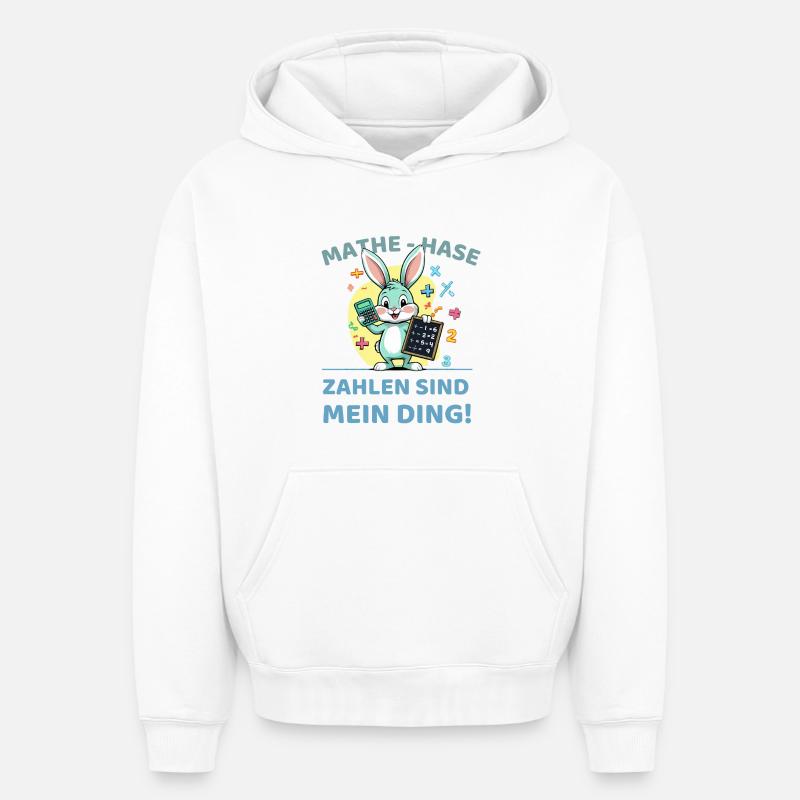Math bunny with calculation task - Oversized Heavyweight Unisex Hoodie - white