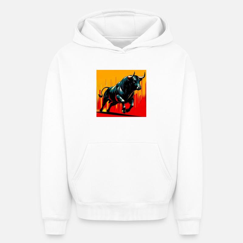 taureau - Sweat à capuche unisexe oversize épais SPREAD - blanc