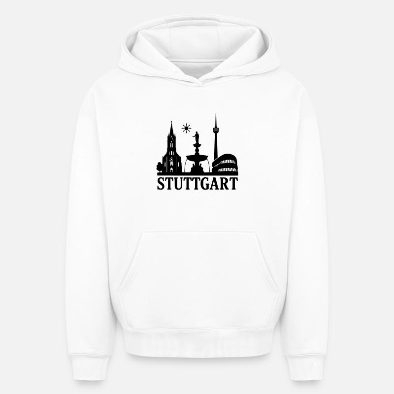 stuttgart silhouette wahrzeichen - Oversized Heavyweight Unisex Hoodie - Weiß