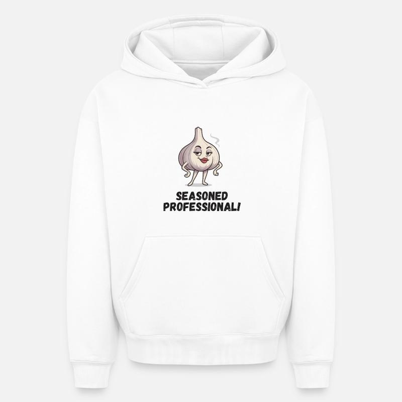 Dame à l’ail - Caricature confiante - Sweat à capuche unisexe oversize épais SPREAD - blanc