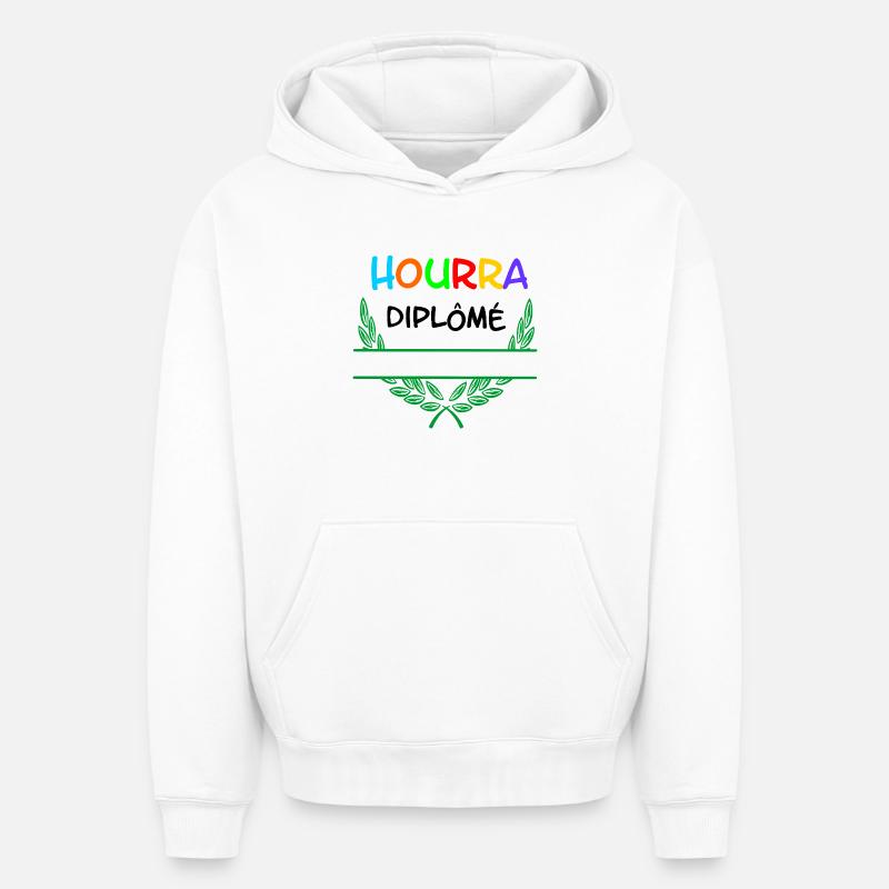 Hourra Diplôme – Espace de noms - Sweat à capuche unisexe oversize épais SPREAD - blanc