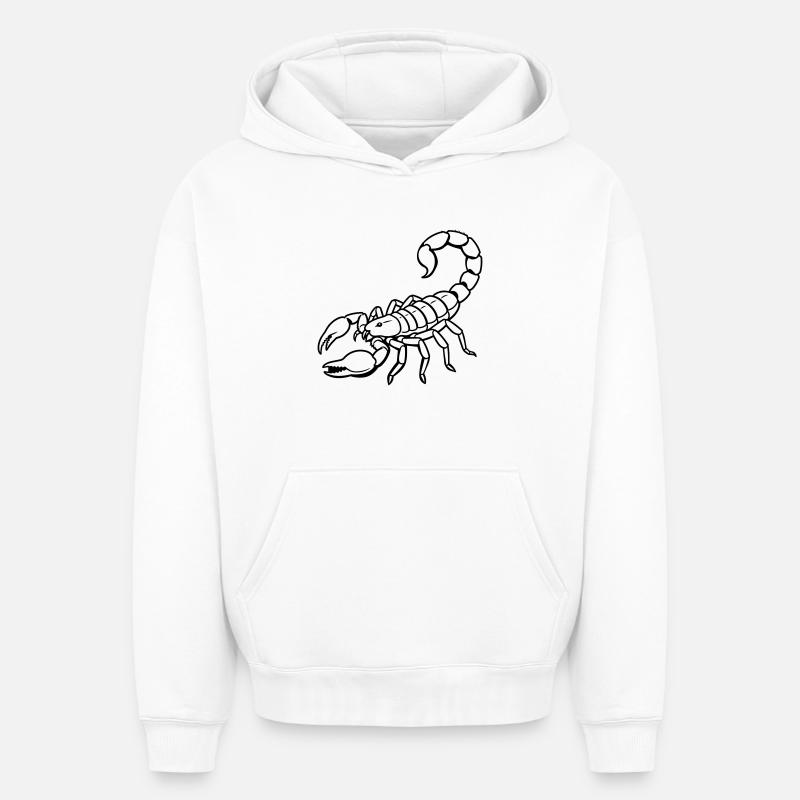 Signes du Scorpion - Sweat à capuche unisexe oversize épais SPREAD - blanc