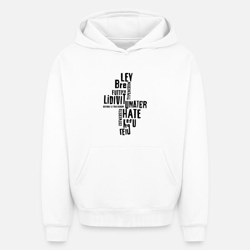 Typographie motivationnelle verticale - Sweat à capuche unisexe oversize épais SPREAD - blanc