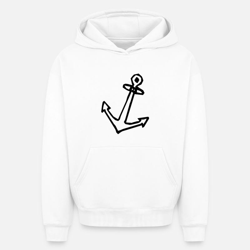 Ancre - Sweat à capuche unisexe oversize épais SPREAD - blanc