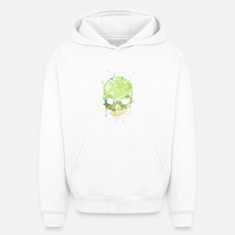 Tache de crâne - Sweat à capuche unisexe oversize épais SPREAD - blanc