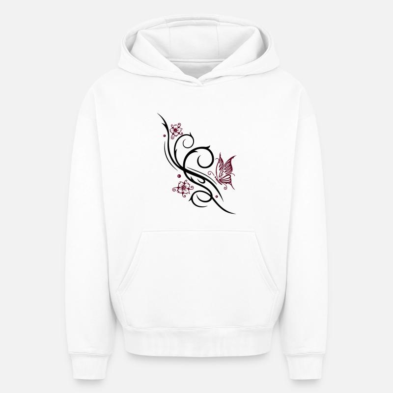 Fleurs de cerisier, fleurs de cerisier - Sweat à capuche unisexe oversize épais SPREAD - blanc