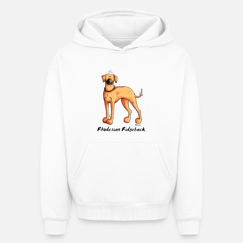 Drôle Rhodesian Ridgeback - Sweat à capuche unisexe oversize épais SPREAD - blanc