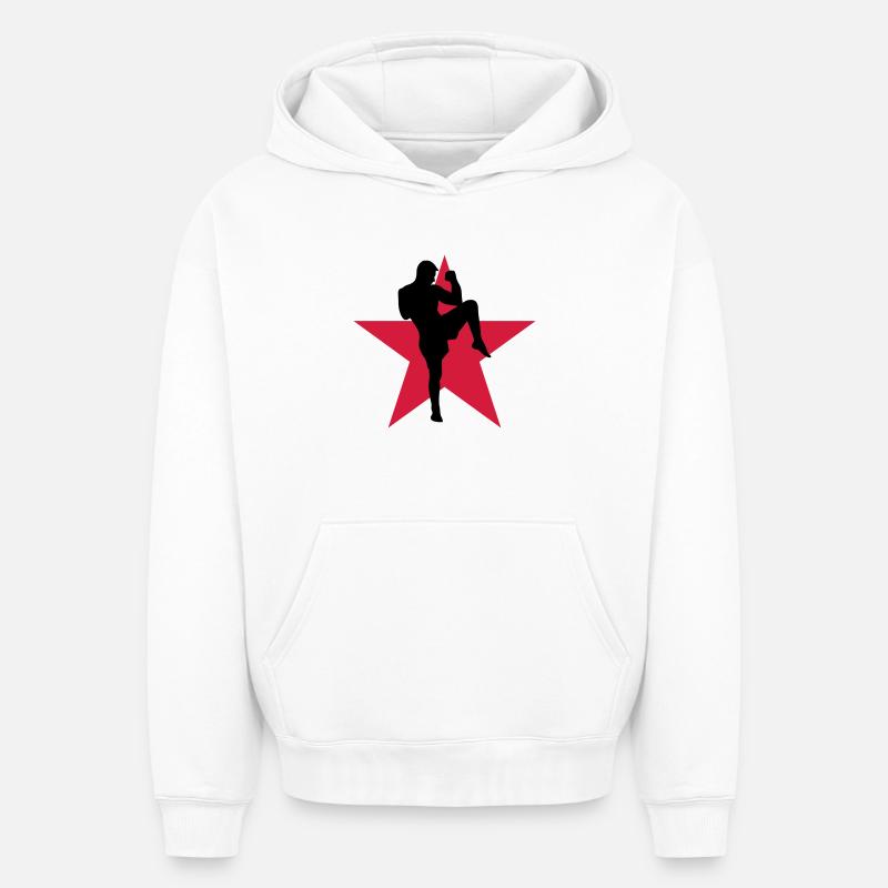 Kickboxing / Kick-Boxeur / Kick Boxing / - Sweat à capuche unisexe oversize épais SPREAD - blanc