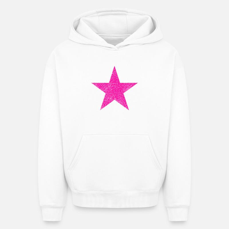 Étoile rose avec texture - Sweat à capuche unisexe oversize épais SPREAD - blanc