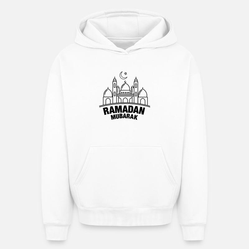 Ramadan Moubarak transparent - Sweat à capuche unisexe oversize épais SPREAD - blanc