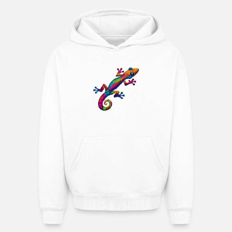 Gecko - Sweat à capuche unisexe oversize épais SPREAD - blanc