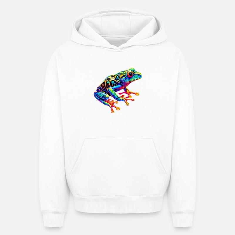 Grenouille - Sweat à capuche unisexe oversize épais SPREAD - blanc