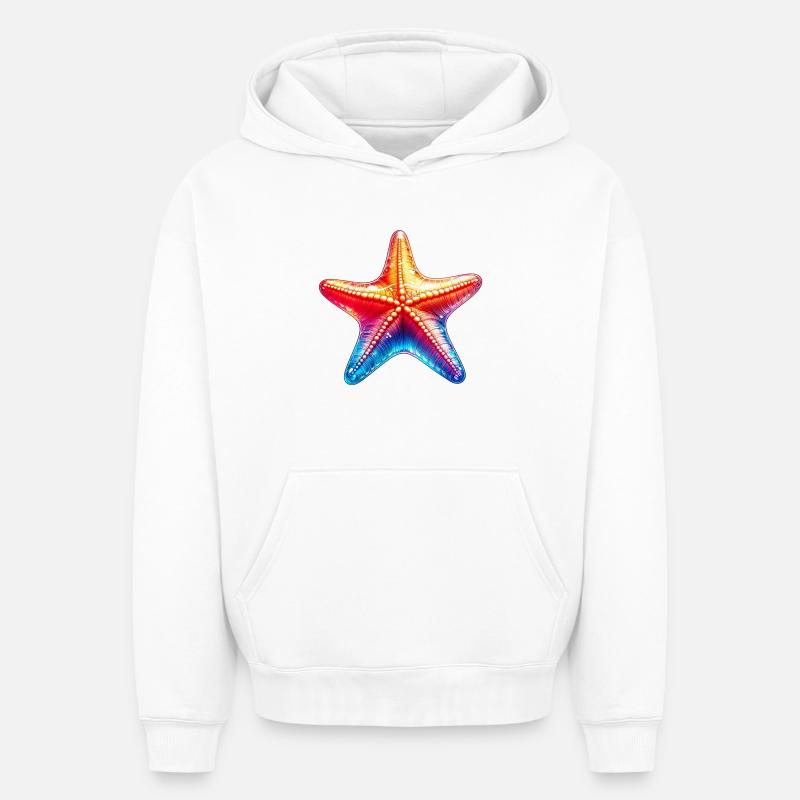 Étoile de mer - Sweat à capuche unisexe oversize épais SPREAD - blanc