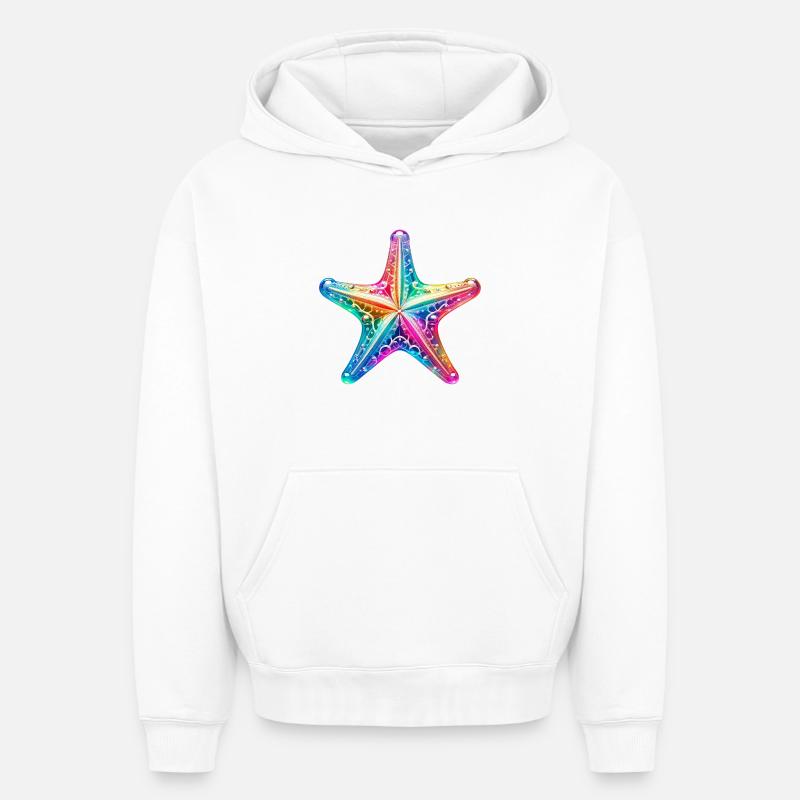 Étoile de mer - Sweat à capuche unisexe oversize épais SPREAD - blanc