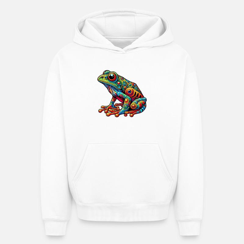 Grenouille - Sweat à capuche unisexe oversize épais SPREAD - blanc