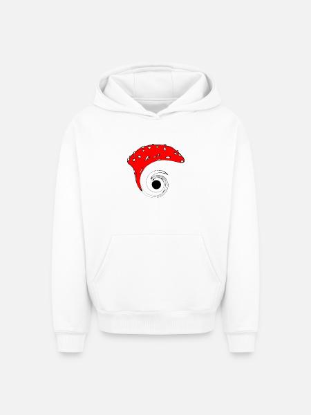 Black Hole Mushroom - Oversized Heavyweight Unisex Hoodie - white