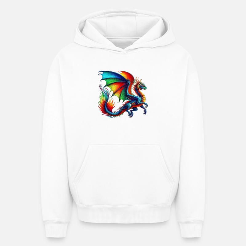 Dragon - Sweat à capuche unisexe oversize épais SPREAD - blanc