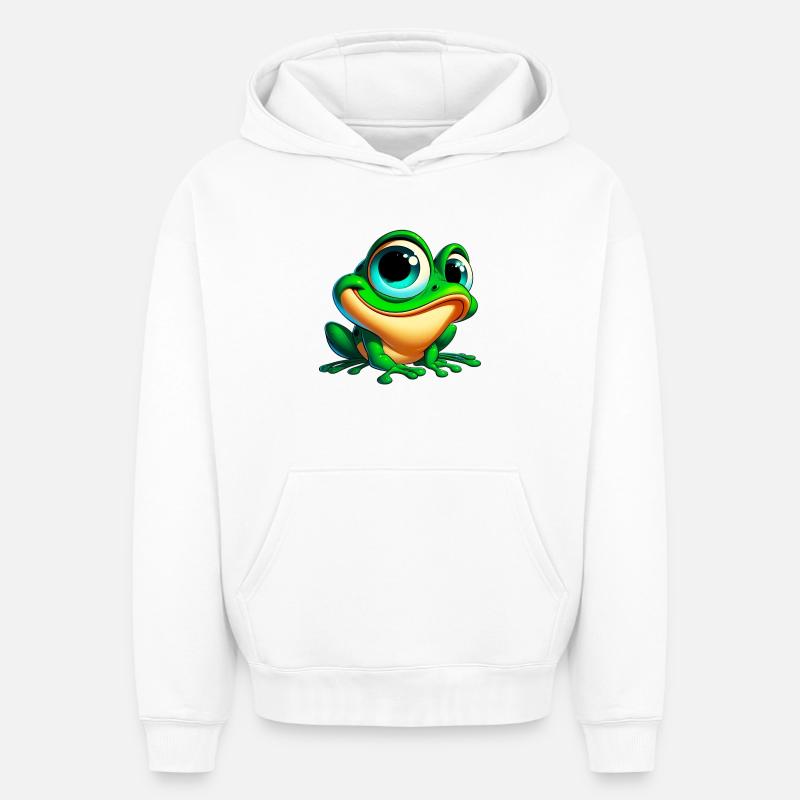 Grenouille - Sweat à capuche unisexe oversize épais SPREAD - blanc