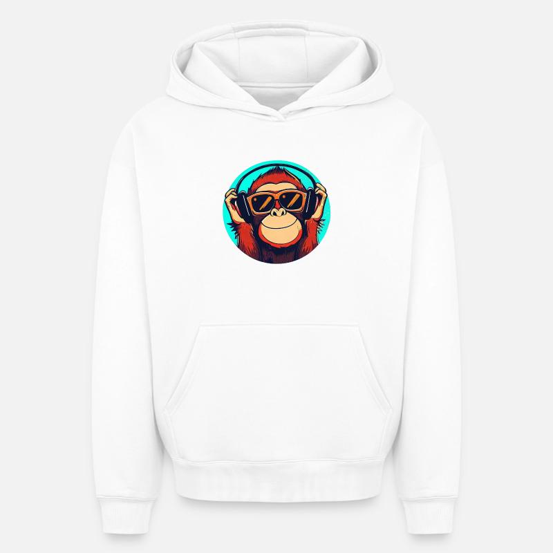 Singe - Sweat à capuche unisexe oversize épais SPREAD - blanc