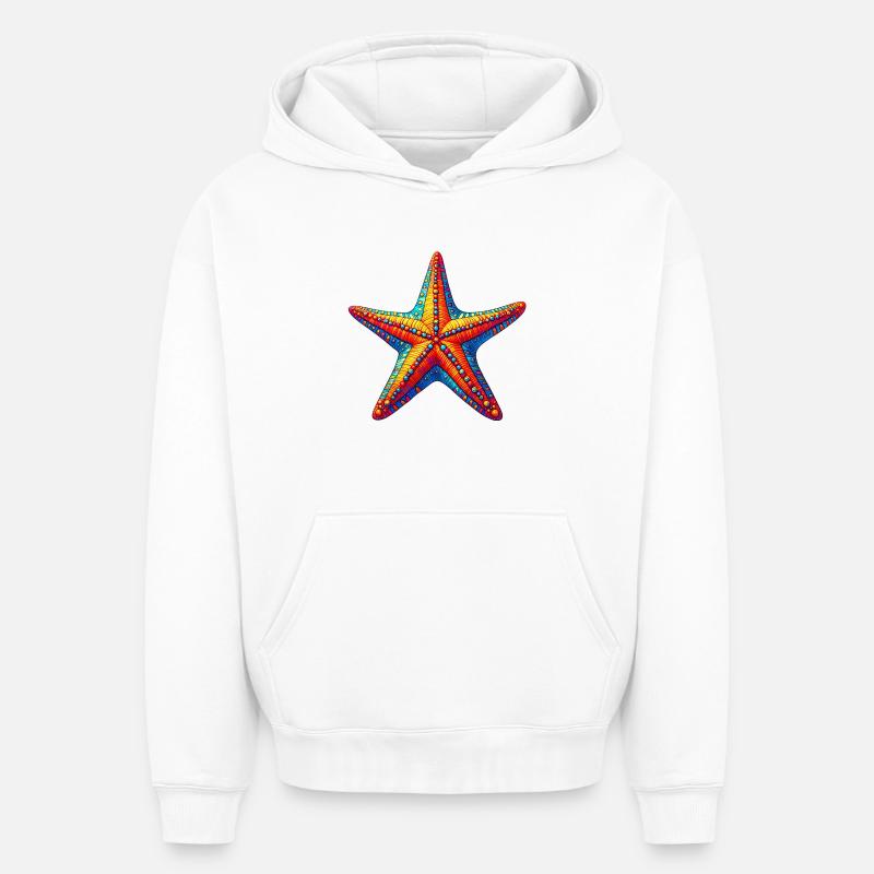 Étoile de mer - Sweat à capuche unisexe oversize épais SPREAD - blanc