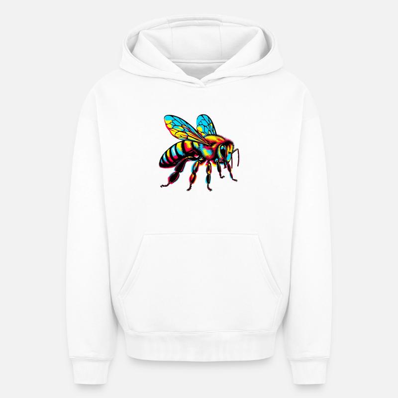 Abeille - Sweat à capuche unisexe oversize épais SPREAD - blanc