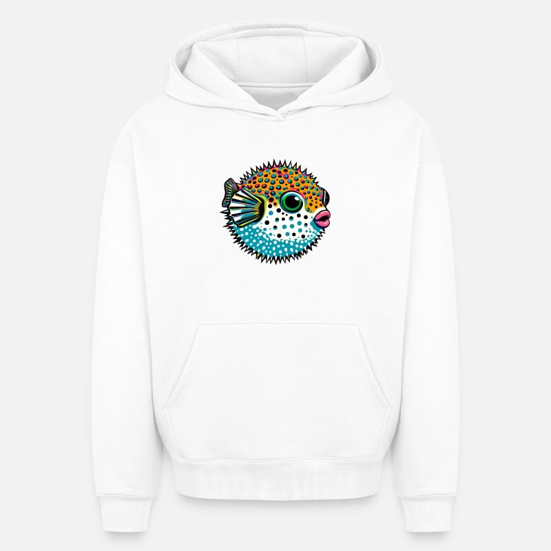 Blowfish - Sweat à capuche unisexe oversize épais SPREAD - blanc