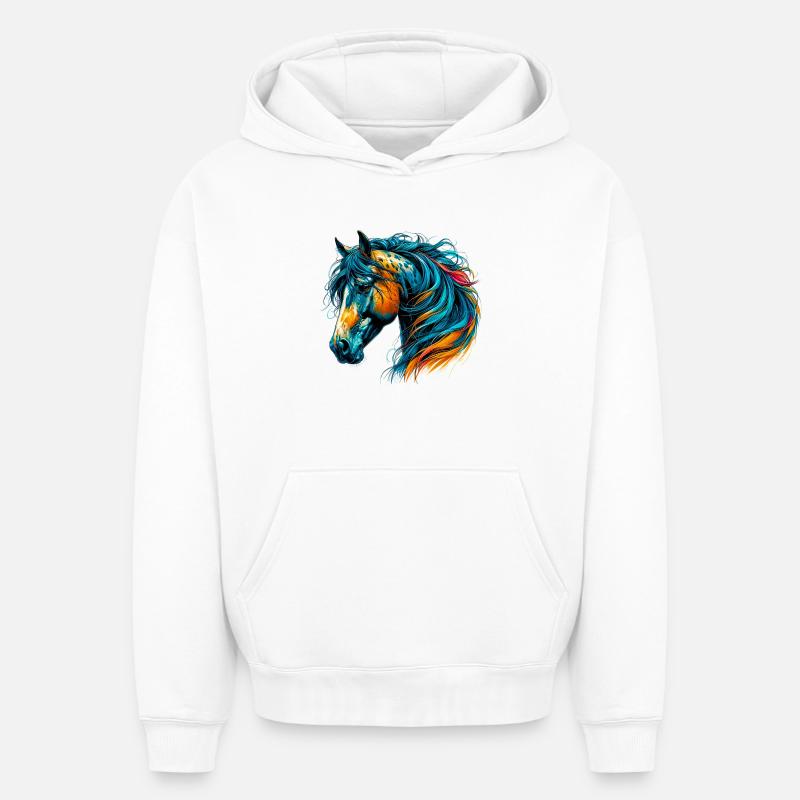 Cheval - Sweat à capuche unisexe oversize épais SPREAD - blanc