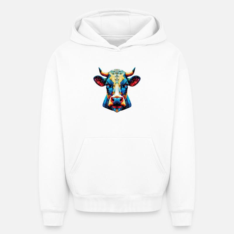 Vache - Sweat à capuche unisexe oversize épais SPREAD - blanc