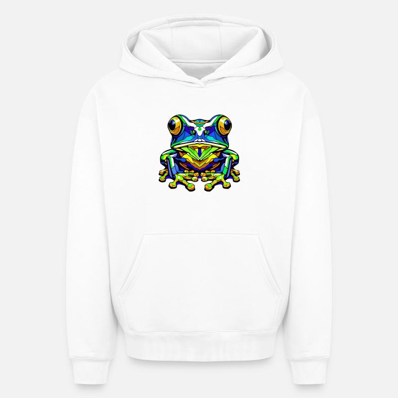 Grenouille - Sweat à capuche unisexe oversize épais SPREAD - blanc