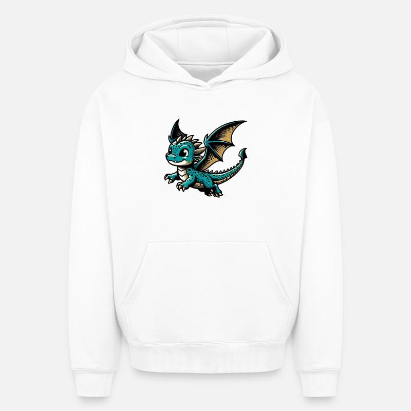 Dragon - Sweat à capuche unisexe oversize épais SPREAD - blanc