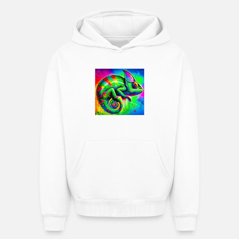caméléon - Sweat à capuche unisexe oversize épais SPREAD - blanc
