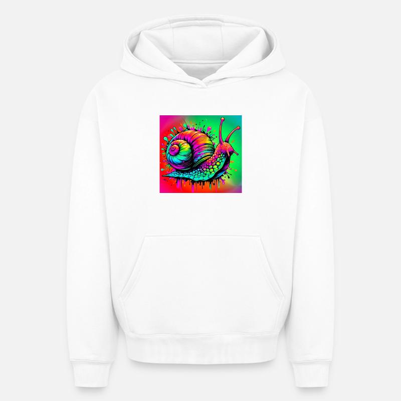 Escargot - Sweat à capuche unisexe oversize épais SPREAD - blanc