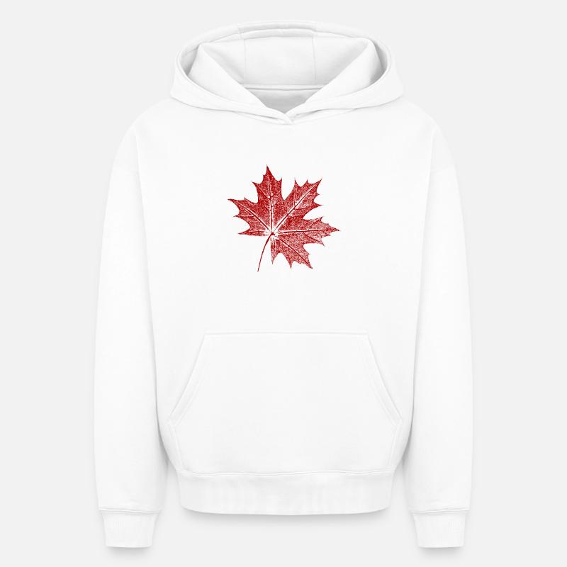Feuille d’érable - Sweat à capuche unisexe oversize épais SPREAD - blanc