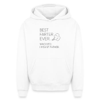 Meilleur pet de tous – Oups, je voulais dire papa - Sweat à capuche unisexe oversize épais SPREAD - blanc - Devant - AI Model Female 172 dark (172cm) & AI Model Male 185 light (185cm)
