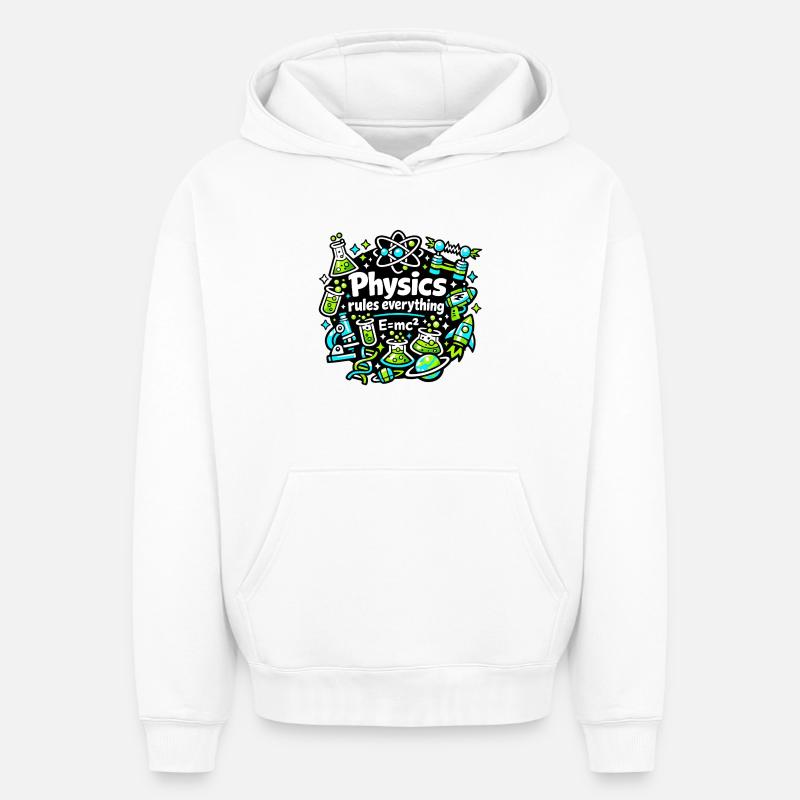 La physique régule tout - Sweat à capuche unisexe oversize épais SPREAD - blanc