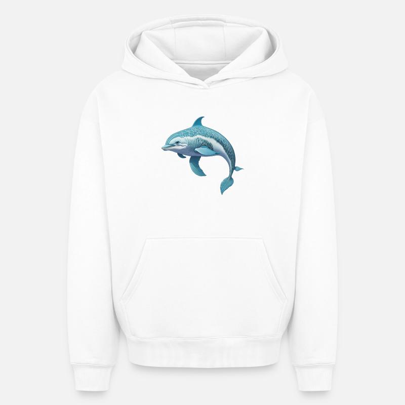 Dauphin - Sweat à capuche unisexe oversize épais SPREAD - blanc