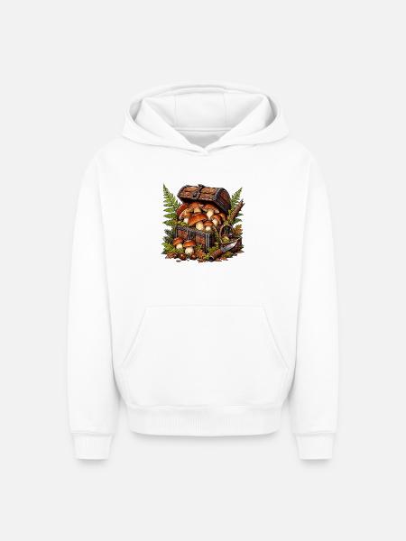 Waldpilzschatz-Truhe - Oversized Heavyweight Unisex Hoodie - Weiß