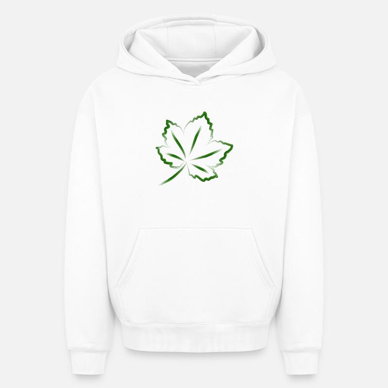 feuille - Sweat à capuche unisexe oversize épais SPREAD - blanc