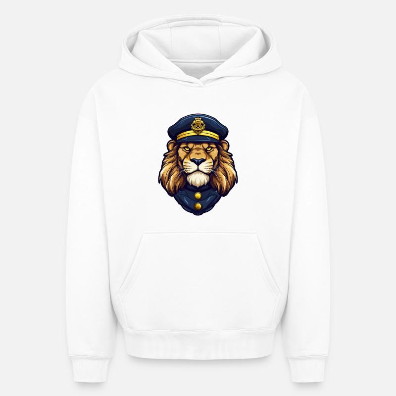 Policière Lion - Sweat à capuche unisexe oversize épais SPREAD - blanc