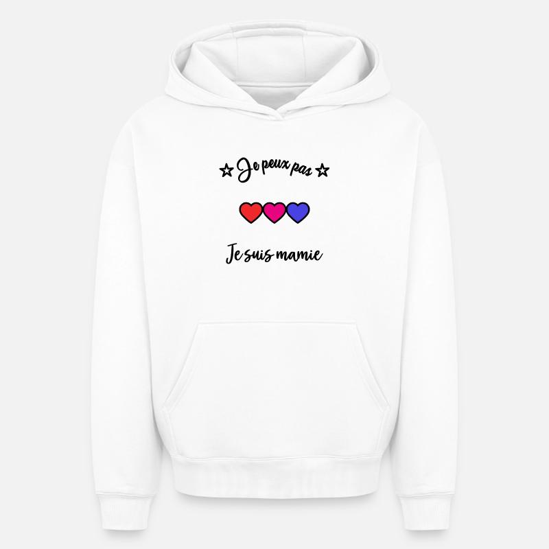 MAMIE.JE PEUX PAS - Sweat à capuche unisexe oversize épais SPREAD - blanc