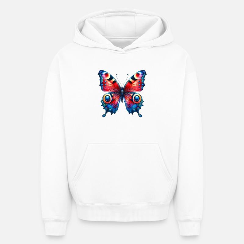 Papillon - Sweat à capuche unisexe oversize épais SPREAD - blanc