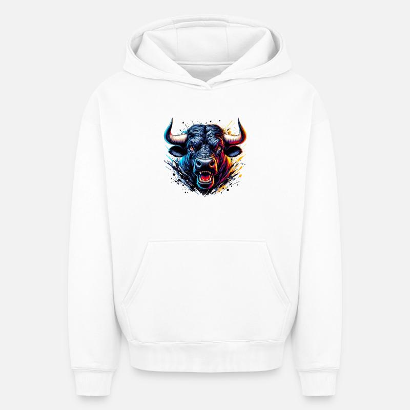 Taureau - Sweat à capuche unisexe oversize épais SPREAD - blanc