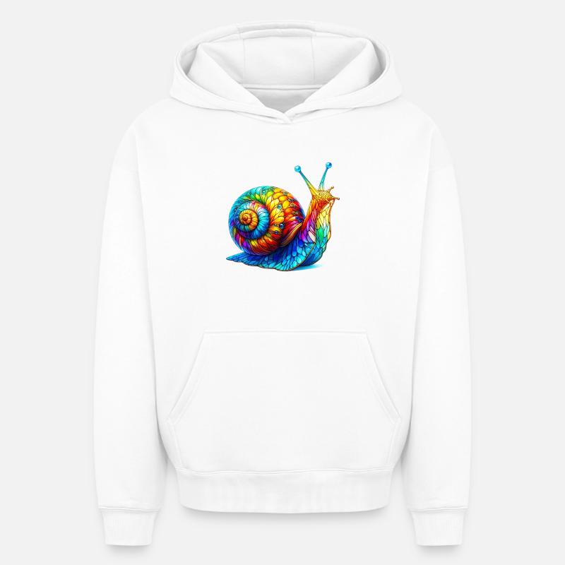 Escargot - Sweat à capuche unisexe oversize épais SPREAD - blanc
