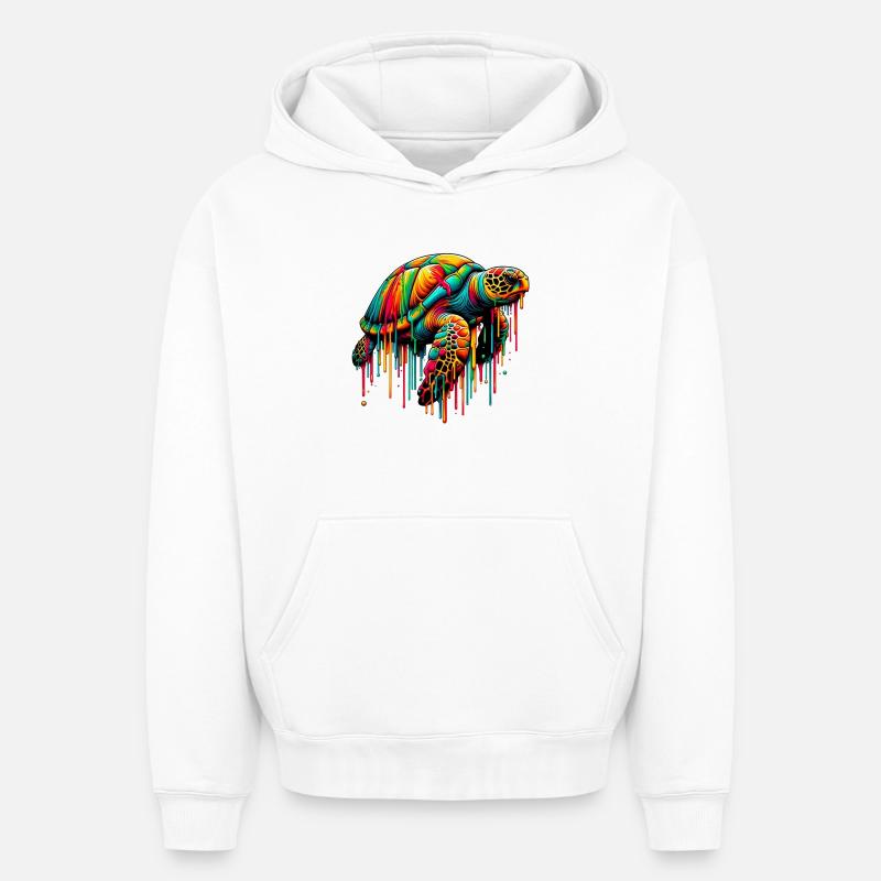 Tortue - Sweat à capuche unisexe oversize épais SPREAD - blanc