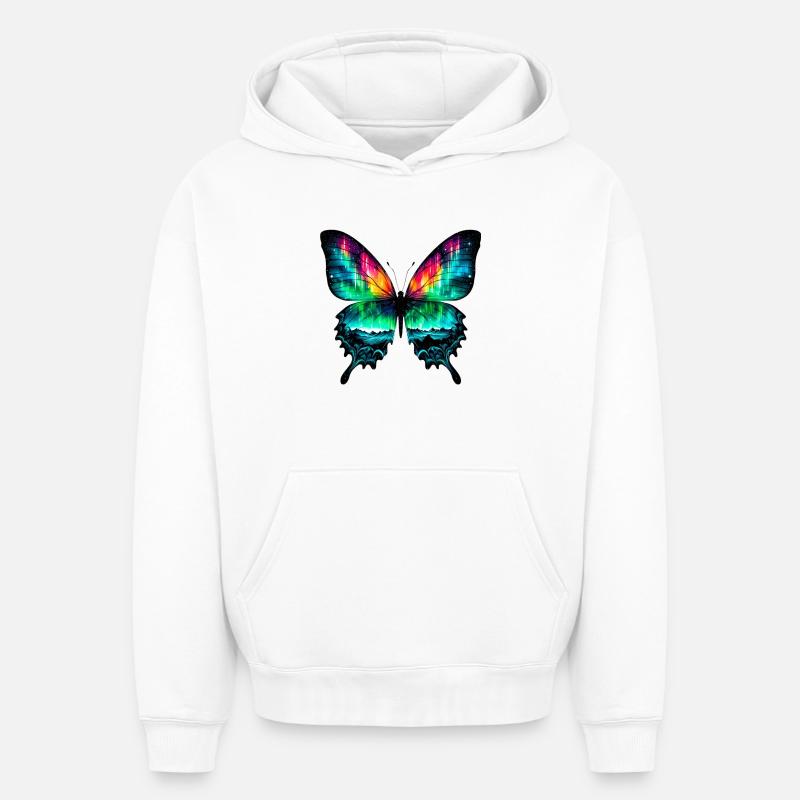 Papillon - Sweat à capuche unisexe oversize épais SPREAD - blanc