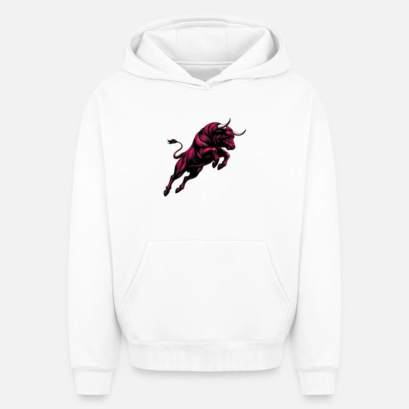 Taureau - Sweat à capuche unisexe oversize épais SPREAD - blanc