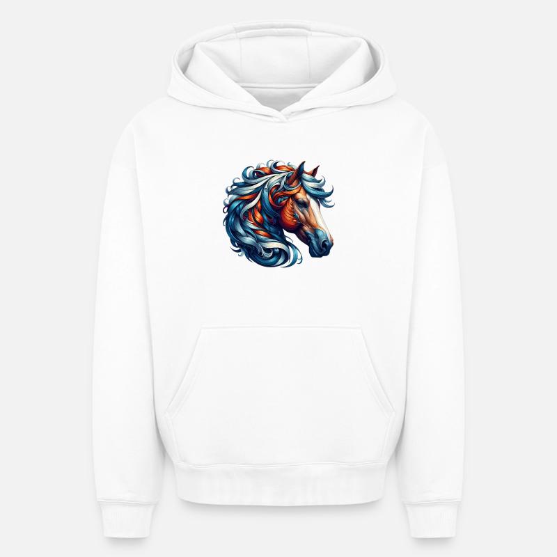 Cheval - Sweat à capuche unisexe oversize épais SPREAD - blanc