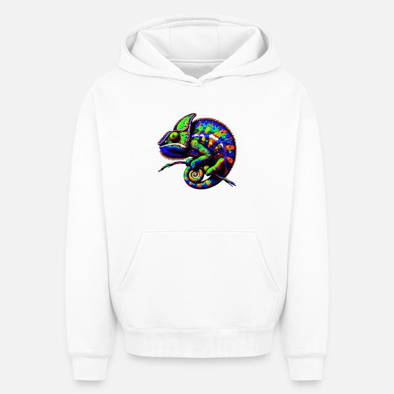 Caméléon - Sweat à capuche unisexe oversize épais SPREAD - blanc