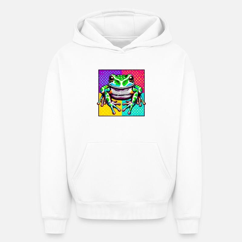 Grenouille - Sweat à capuche unisexe oversize épais SPREAD - blanc